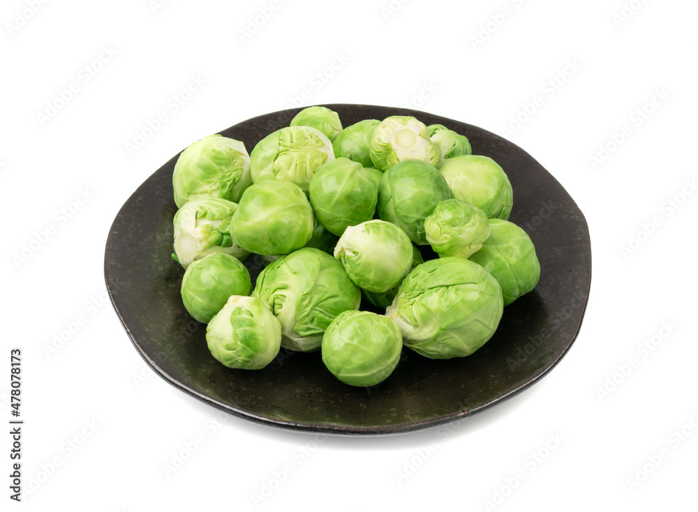Brussels Sprouts Isolated, Brassica Oleracea Cabbage Brussels Sprouts Isolated, Brassica Oleracea Cabbage