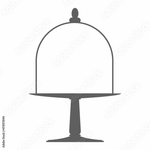 Cake stand with lid in flat icon style. Empty tray for fruit and desserts. Vector illustration.