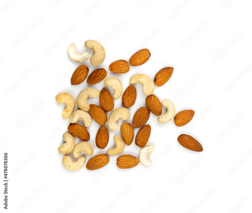 Nut Mix Pile Isolated, Heap of Peeled Nut Kernels Nut Mix Pile Isolated, Heap of Peeled Nut Kernels