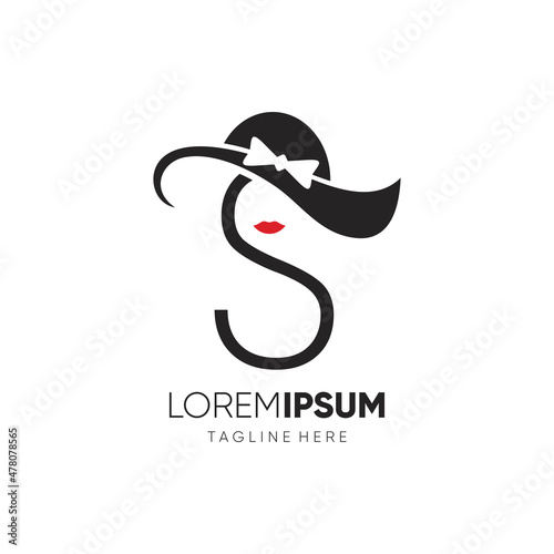 Letter S Beauty Woman Hat Logo Design Vector Icon Graphic Emblem Illustration