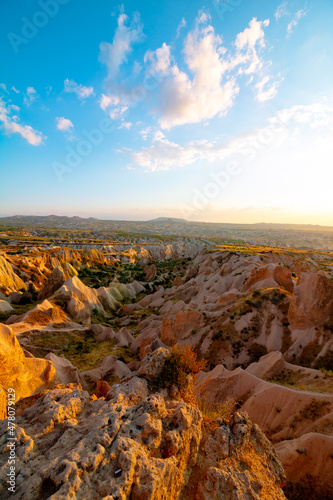 Cappadocia at sunset. Cappadocia background photo from Kizilcukur Valley