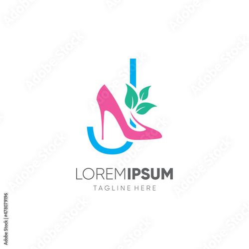Letter J Women Shoes Heel Logo Design Vector Icon Graphic Emblem Illustration