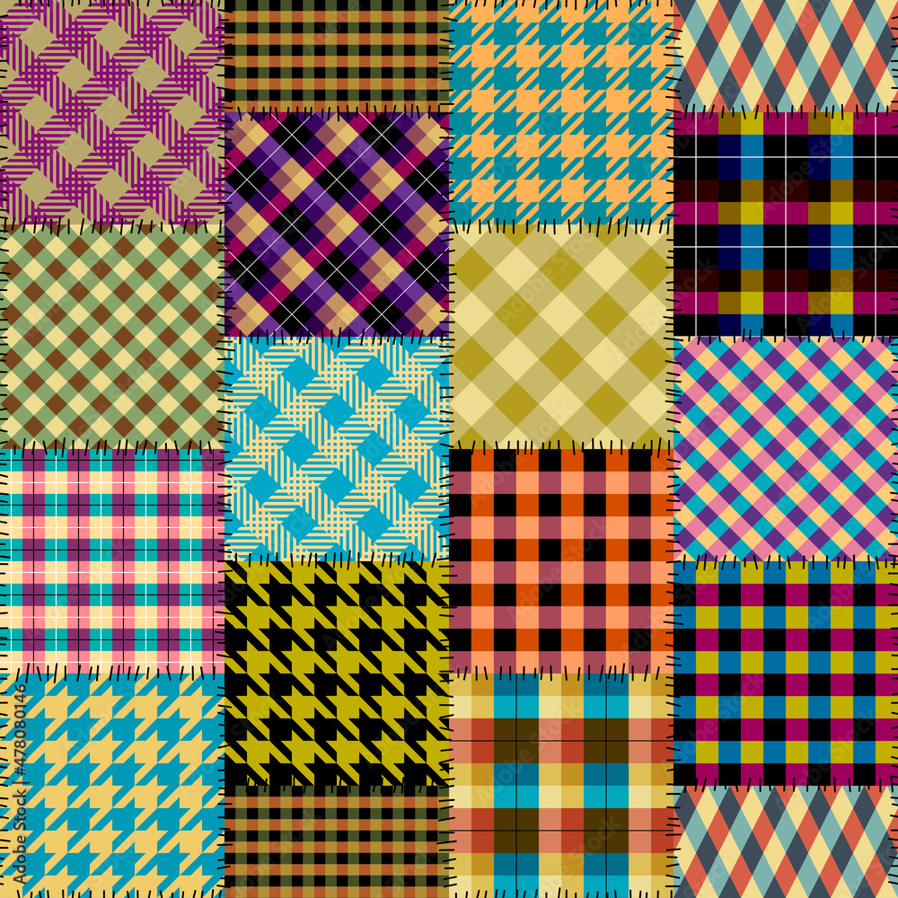 Patchwork textile pattern. Seamless quilting design background.