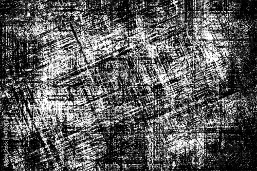 Grunge background black and white. Texture of chips, cracks, scratches, scuffs, dust, dirt. Dark monochrome surface. Old vintage vector pattern