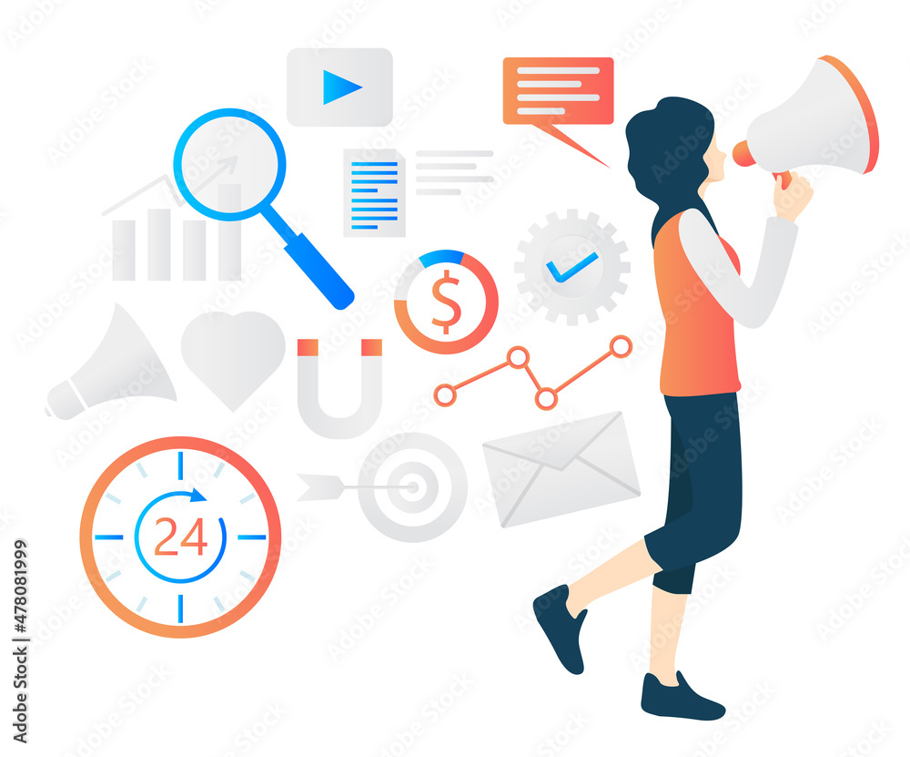 Illustration of a marketing campaign strategy Illustration of a marketing campaign strategy
