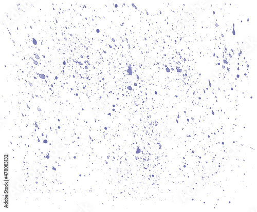abstract background of splashes of paint in very peri color on a white background. color of the year 2022