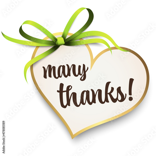 hang tag with ribbon bow with greetings thanks