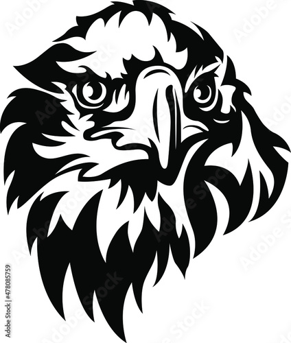 Hand drawn eagle head emblem. Mascot bird vector. Logo illustration.