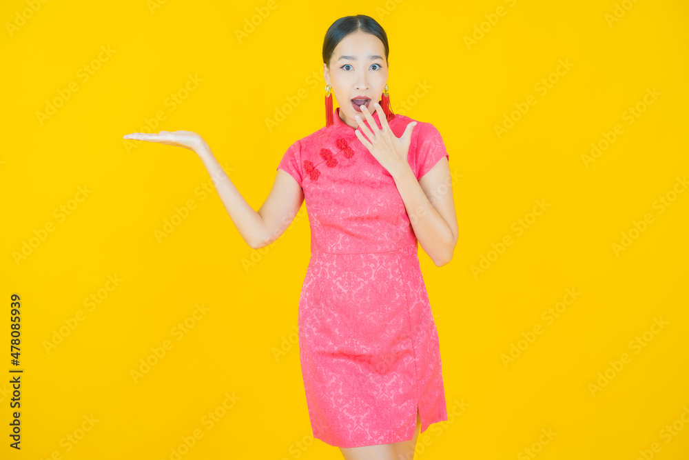 Portrait beautiful young asian woman smile with action Portrait beautiful young asian woman smile with action
