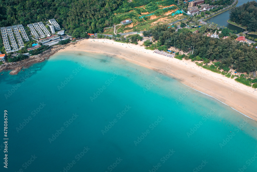 Aerial view of Nai Harn beach in Phuket, Thailand