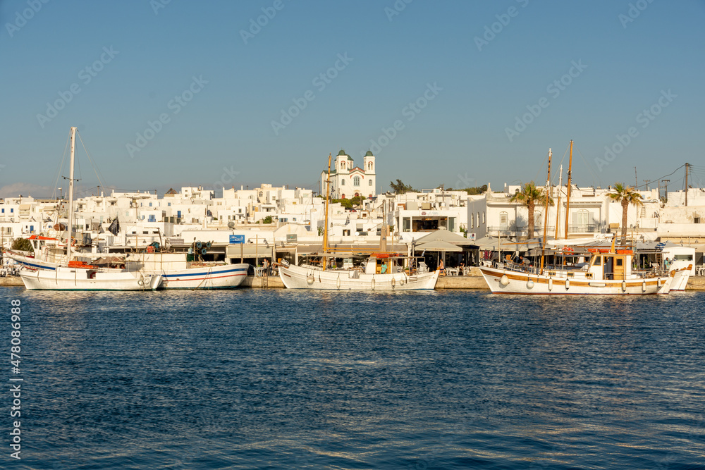View of Naoussa, Paros, Greece, from the sea