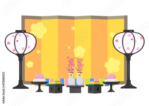 ひな祭り背景ベクターセット