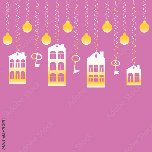 advertising banner or postcard - housewarming, sale or rental of housing on a turnkey basis. Apartments or houses