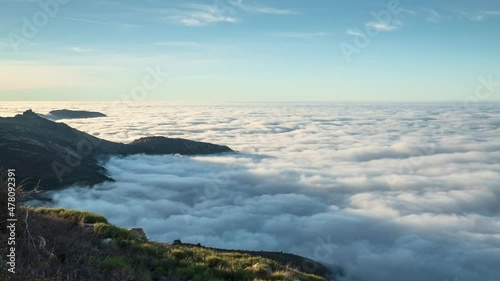 Wallpaper Mural Time-lapse view of a cloud inversion with waves of clouds washing onto the rocky hills above the Regino valley and Mediterranean sea in the Balagne region of Corsica Torontodigital.ca