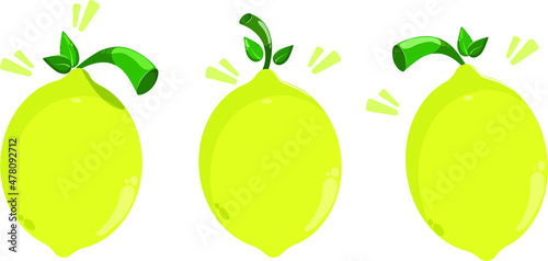 set of three ripe yellow lemons