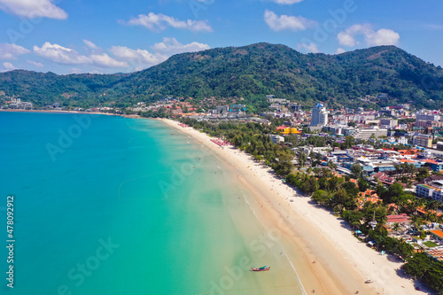 Aerial view in Patong beach in Phuket Province, Thailand