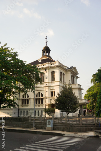 The old building, a legacy of the Dutch colonialists, is still standing strong because the Dutch architecture is characterized by thick and durable walls. Civil engineering and architects. Historical 