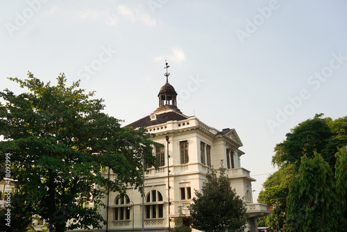The old building, a legacy of the Dutch colonialists, is still standing strong because the Dutch architecture is characterized by thick and durable walls. Civil engineering and architects. Historical 