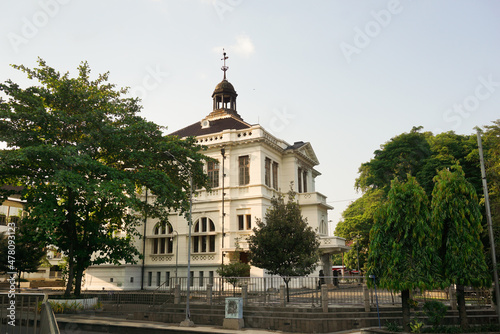 The old building, a legacy of the Dutch colonialists, is still standing strong because the Dutch architecture is characterized by thick and durable walls. Civil engineering and architects. Historical 