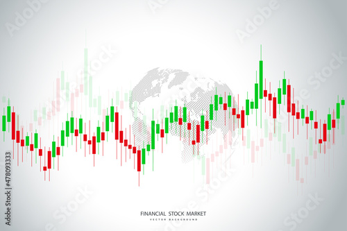 Stock market and exchange. Bullish point, Trend of graph.Graph chart of stock market investment world trading. Stock market data. Vector illustration