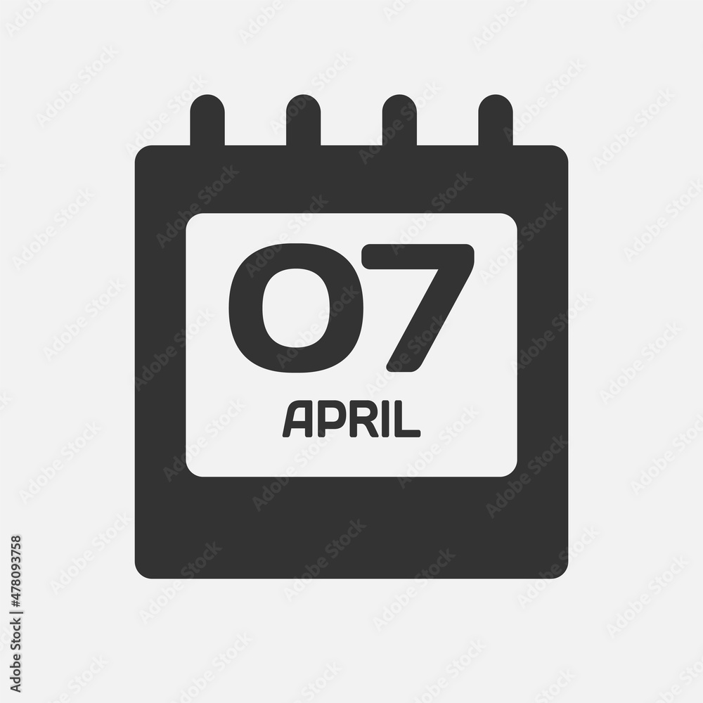 Icon day date 7 April, template calendar page Icon day date 7 April, template calendar page