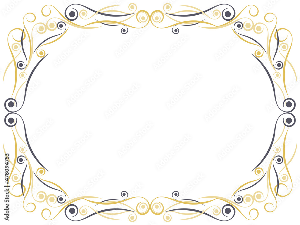 Art deco frame with swirls. Art Nouveau linear border. Design a template for invitations, leaflets and greeting cards. Geometric golden frame. The style of the 1920s - 1930s. Vector illustration Art deco frame with swirls. Art Nouveau linear border. Design a template for invitations, leaflets and greeting cards. Geometric golden frame. The style of the 1920s - 1930s. Vector illustration