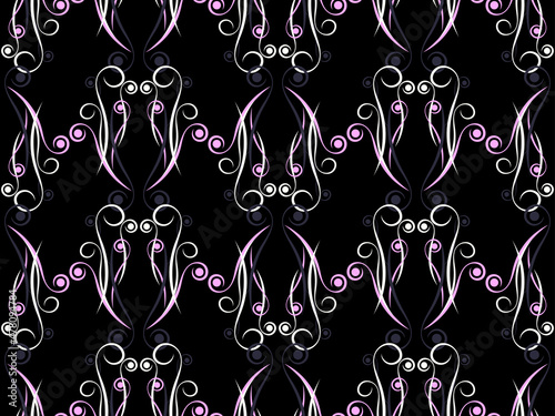 Art deco seamless pattern with swirls. Vintage background in the Art Nouveau style of the 1920s - 1930s. Linear art. Design for wallpaper, wrapping paper and fabric printing. Vector illustration