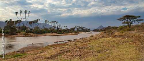 Fotografie Landscape at Ewaso Ngiro River in the Samburu National Reserve in Kenya