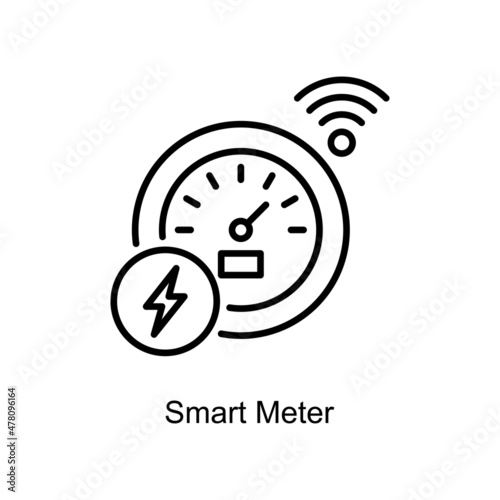 Smart Meter vector outline Icon Design illustration. Internet of Things Symbol on White background EPS 10 File
