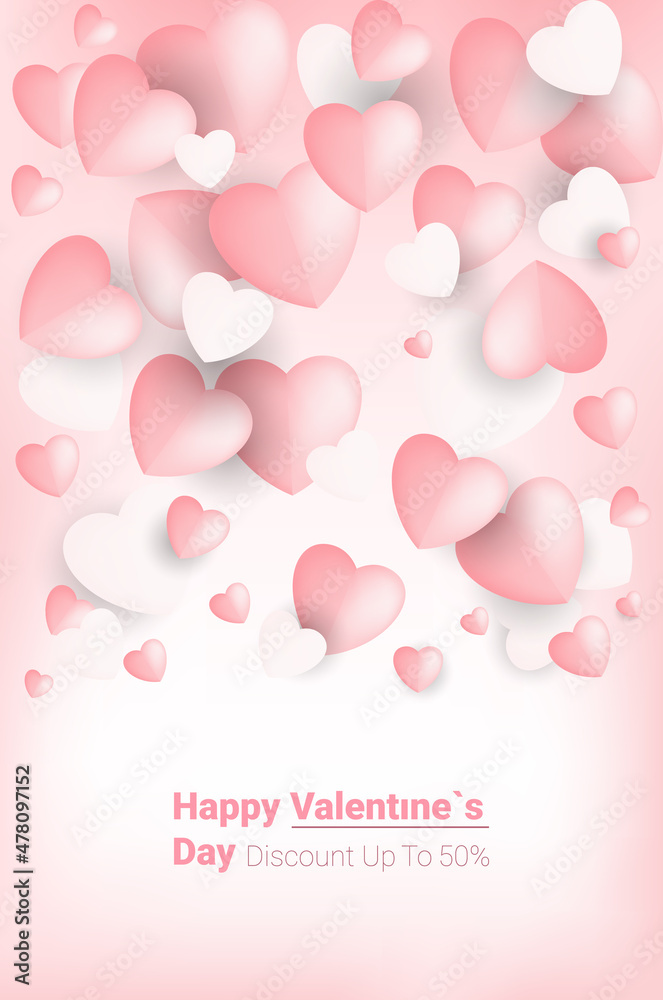 happy valentines day celebration love banner flyer or greeting card with pink hearts
