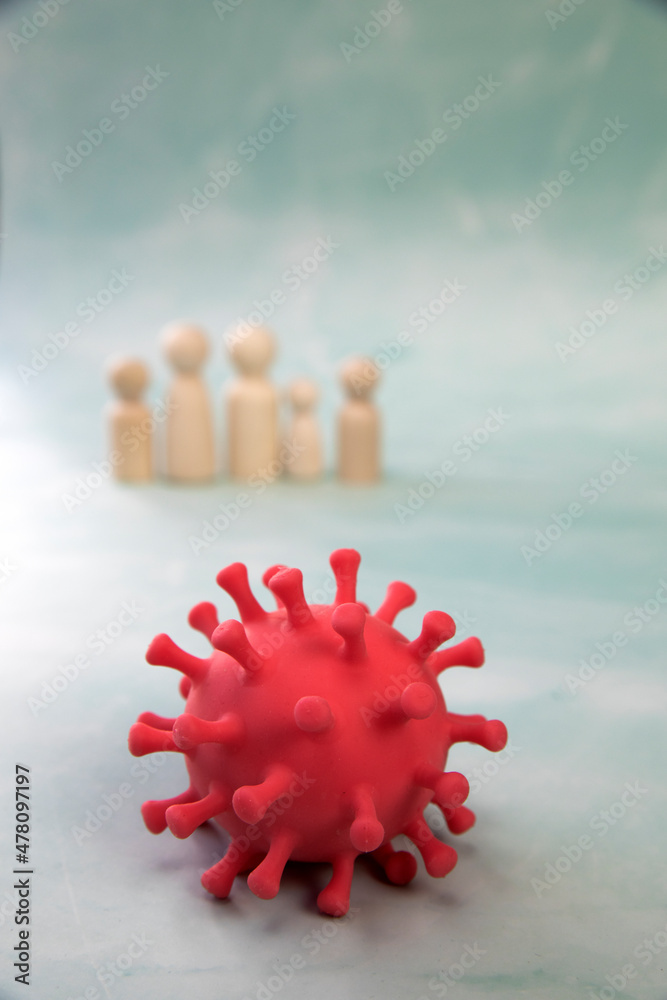 Obraz premium Strong immunity healthy family. parents with children protected from viruses and bacteria, holding distance covid-19, coronavirus medical health concept space for text