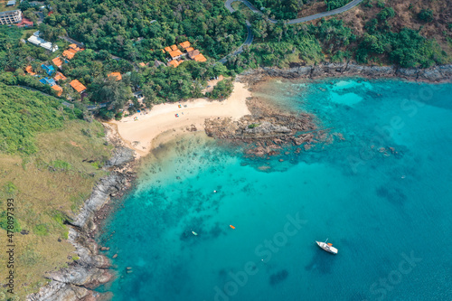 Aerial view of Nai Harn beach in Phuket, Thailand