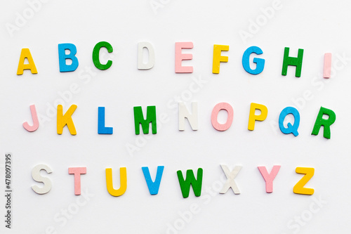 Alphabet letters for starters learn English. colorful letters toys children. english font jigsaw. color wood font.