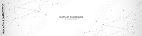 Website header or banner design with abstract polygonal background and connecting dots and lines