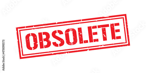 Obsolete word stamp symbol isolated on white background. Grunge red rubber stamps sign.