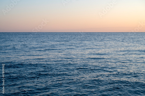 Mediterranean seascape in winter at sunset