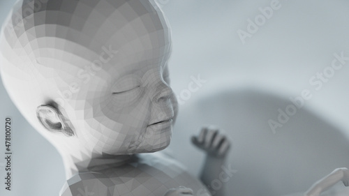 3d rendered illustration of an abstract human fetus - week 26 photo