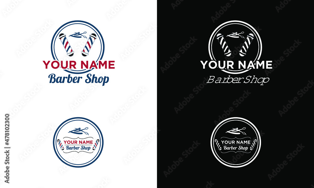 barbershop minimalis design logo template vector