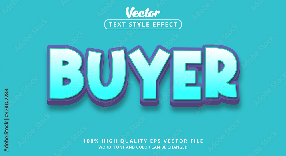 Editable text effect, Buyer text with modern style