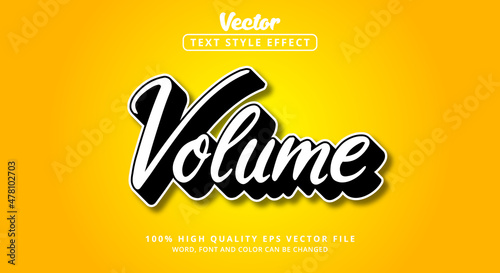 Editable text effect, Volume text with color white and black layered style