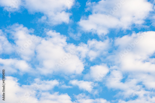 White cute clouds on blue sky