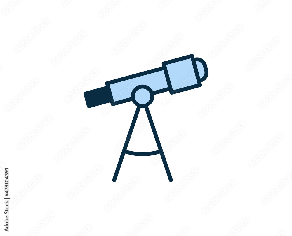 Telescope line icon. High quality outline symbol for web design or mobile app. Thin line sign for design logo. Color outline pictogram on white background Telescope line icon. High quality outline symbol for web design or mobile app. Thin line sign for design logo. Color outline pictogram on white background
