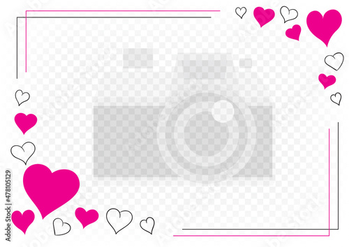 Valentine hearts photo frame transparent template