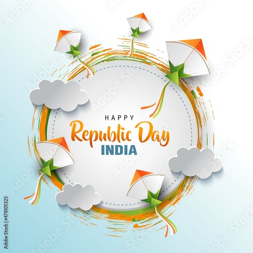 happy republic day India with flying kites. vector illustration design