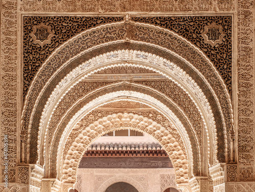 Row of several decorated islamic archways
