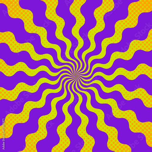 Colorful hypnotic retro psychedelic background. Vector, comic style.