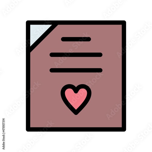 Wedding Contract Line Filled Vector Icon Design