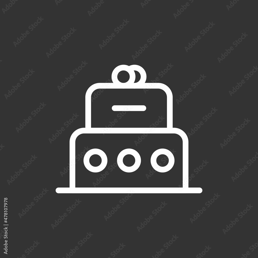 Wedding Cake Line Inverted Vector Icon Design