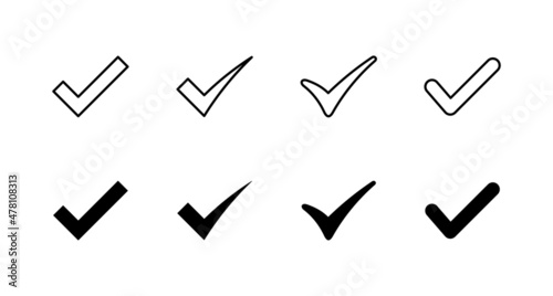 Check mark icons set. Tick mark sign and symbol