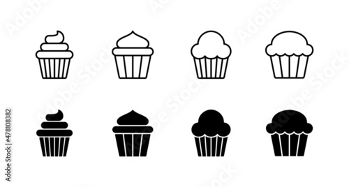 Cup cake icons set. Cup cake sign and symbol
